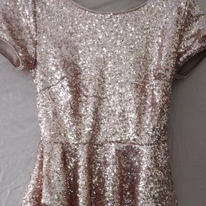 Forever 21 Cream Sparkled Blouse, Size Small, Backside Zips Up